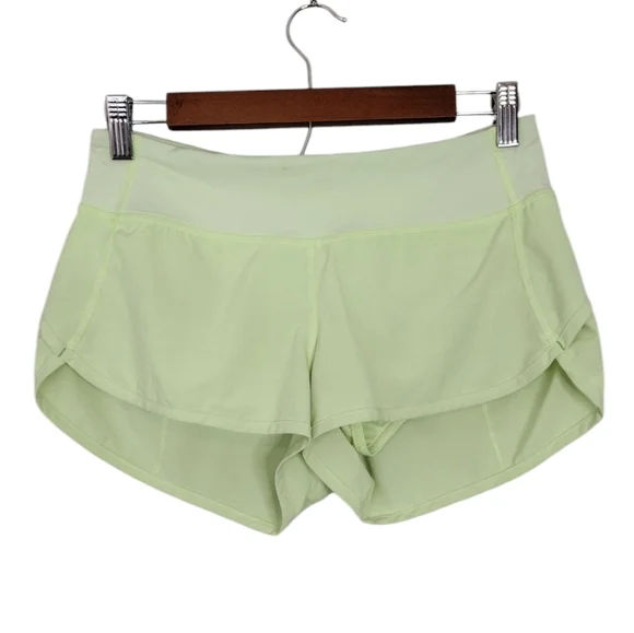 Lululemon Lime Green High-Rise Training Workout Running Athletic Shorts Sz 4 - Picture 1 of 16